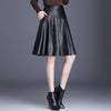 PU Leather Knee-Length Skirt