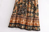 Bohemian Black Ruffle Hem Wrap Knotted Floral Skirt