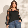 Mesh Bishop Sleeve Chiffon Blouse