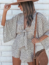 Leopard Print Bowknot Romper