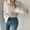 Sexy Hollow Floral Embroidery Blouse