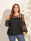 Mesh Bishop Sleeve Chiffon Blouse