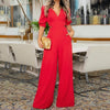 Short Sleeve V Neck Jumpsuit