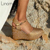 Gold Raffia Wedge Sandals