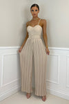 Summer Solid Pleated Wide Leg Jumpsuit